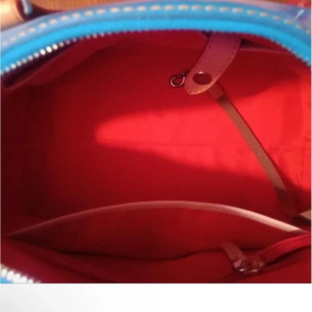 Dooney &  Bourke Patented Turquoise Satchel and Pouch   - Blue & Tan